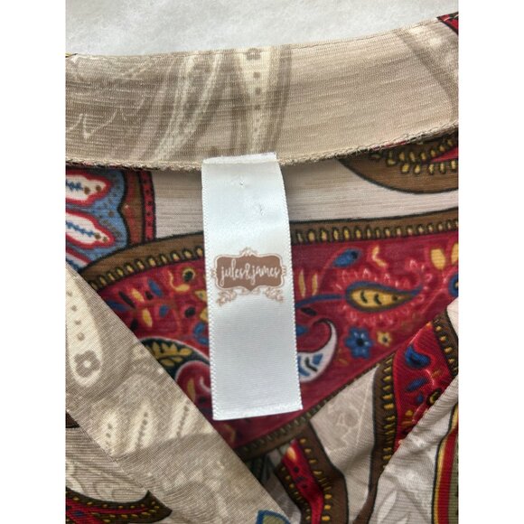 Jules & James 4XL Womens Paisley Print Tunic Top 3/4 Sleeves Handkerchief Hem - Picture 3 of 5